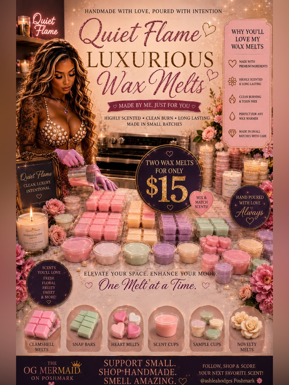 Quiet Flame Coco-Soy Wax Melts - Made By Me🌴🧜🏼♀️ - Picture 3 of 3